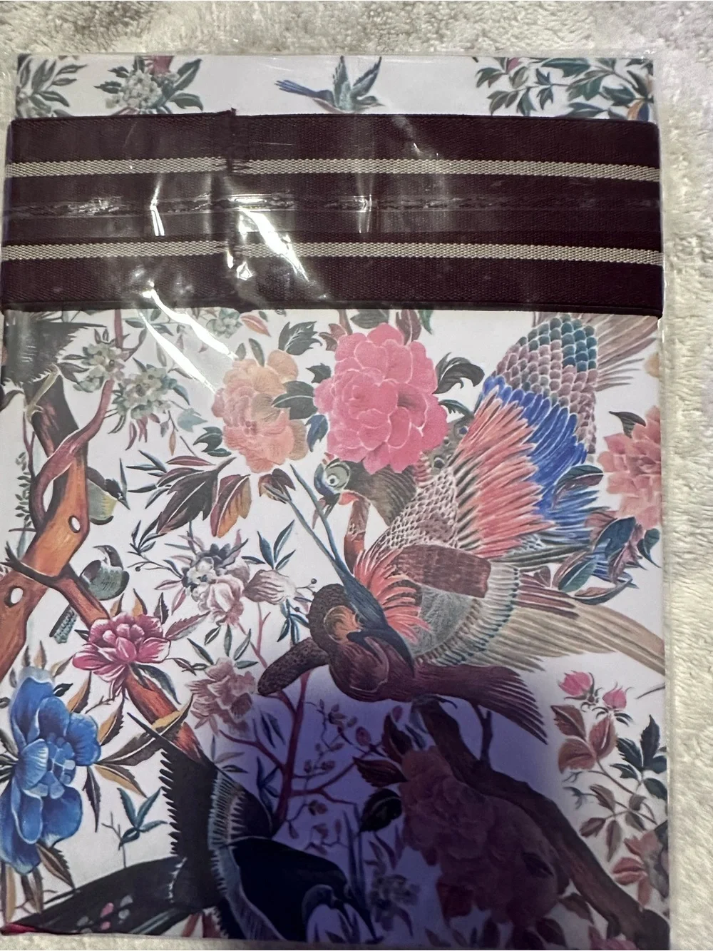 Dior Floral Spine Notebook with Gold Logo and Burgundy Ribbon